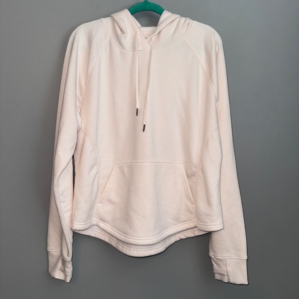 EUC Tek Gear Ultrasoft Oversized Crop Hoodie Sweatshirt Ivory Cream Size Large